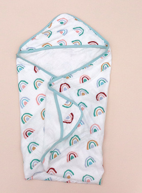 宝宝浴巾连帽斗篷婴幼儿100%竹纤维纱布包被超柔儿童毛巾四季通用