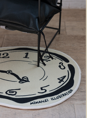 原创插画-流体时钟-角落飘窗氛围地毯娃用拍摄BJD场景家居博主