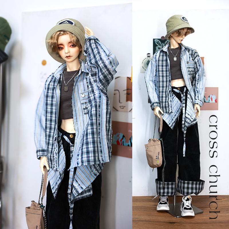 CrossChurch70/75尺寸“1+1=N”拼布格子廓形衬衫+屁帘