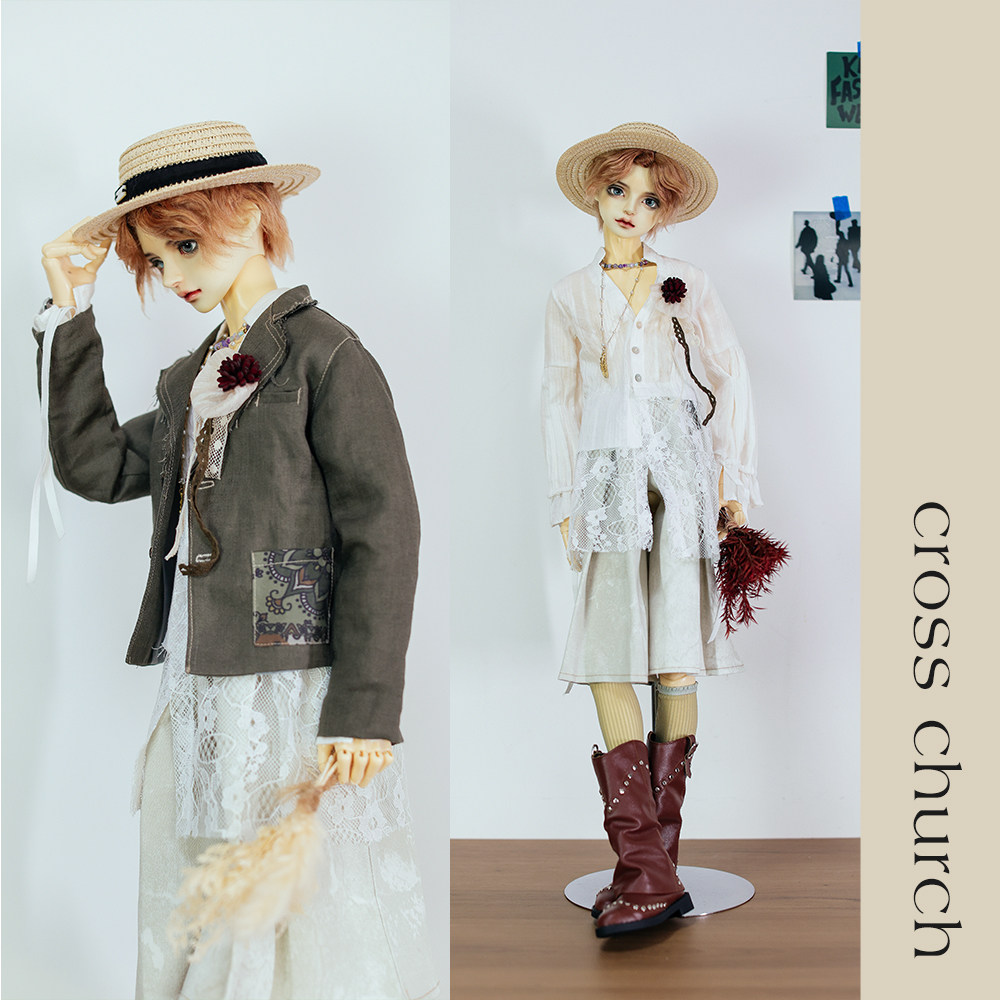 CrossChurch|BJD麦野旅人棉麻西装田园花卉衬衫牛仔阔腿裤SD17,62