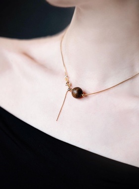 奇楠韵味真沉香 高级简约单珠项链超级有品简单百搭搭银链子