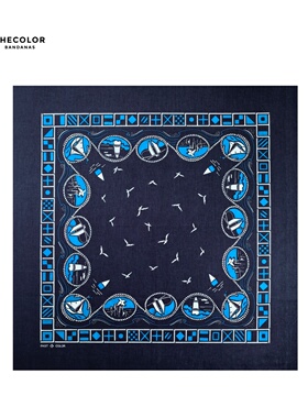 THECOLOR BANDANA美式复古小方巾蓝小众装饰男士丝巾街舞头巾配饰