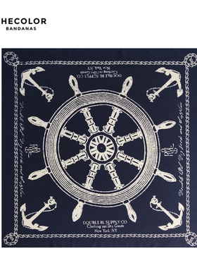 THECOLOR BANDANA美式复古方巾蓝色航海头巾vintage丝巾机车面巾