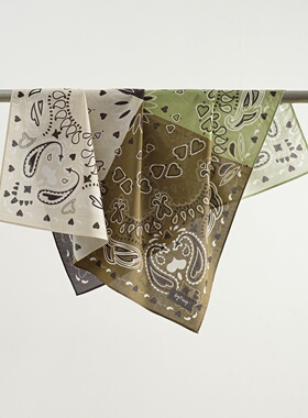 THECOLOR BANDANA美式复古腰果花大方巾vintage领巾绿色丝巾头巾