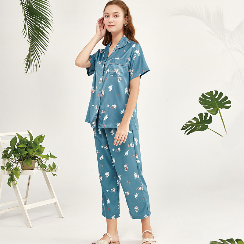 派邦奴冰丝睡衣女夏天薄款妈妈装