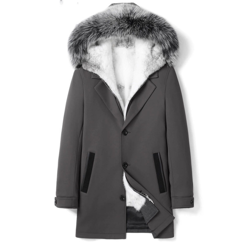 海宁皮草派克服男士整貂内胆皮毛一体中长款连帽尼克服貂皮冬