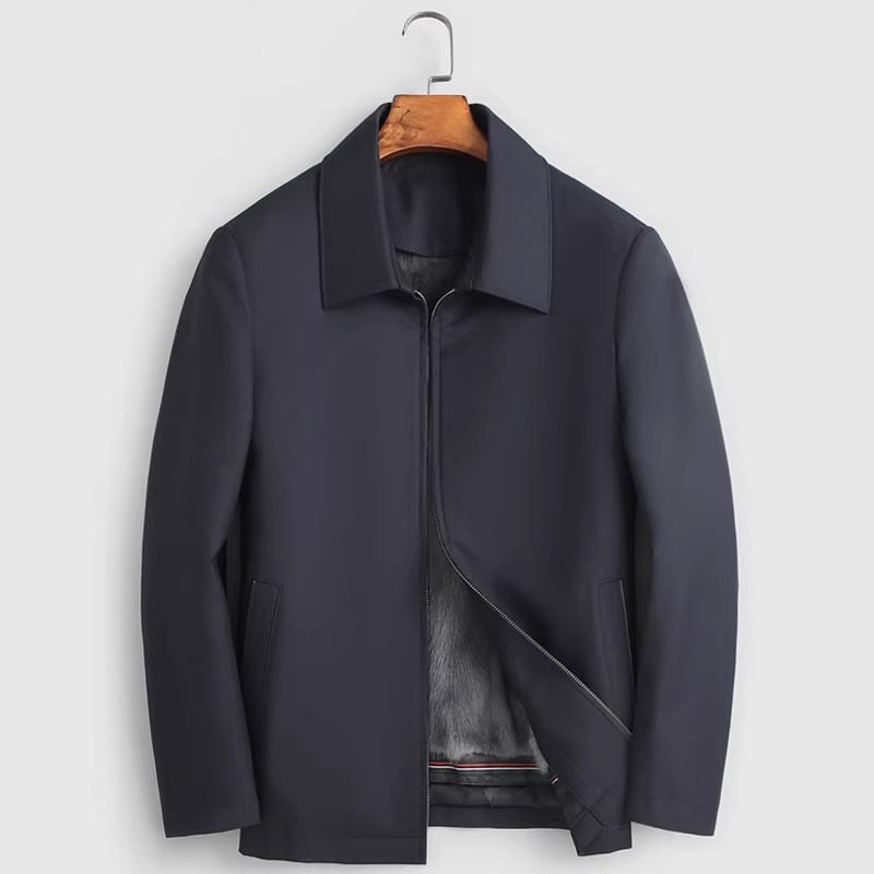 尼克服男水貂整貂内胆皮草大衣皮毛一体派克服短款翻领毛呢子