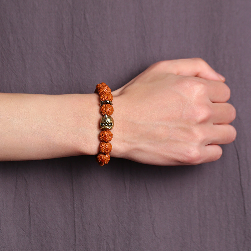 帝王花小金刚菩提子手串手链原籽核桃爆肉五瓣单圈佛珠盘文玩配饰