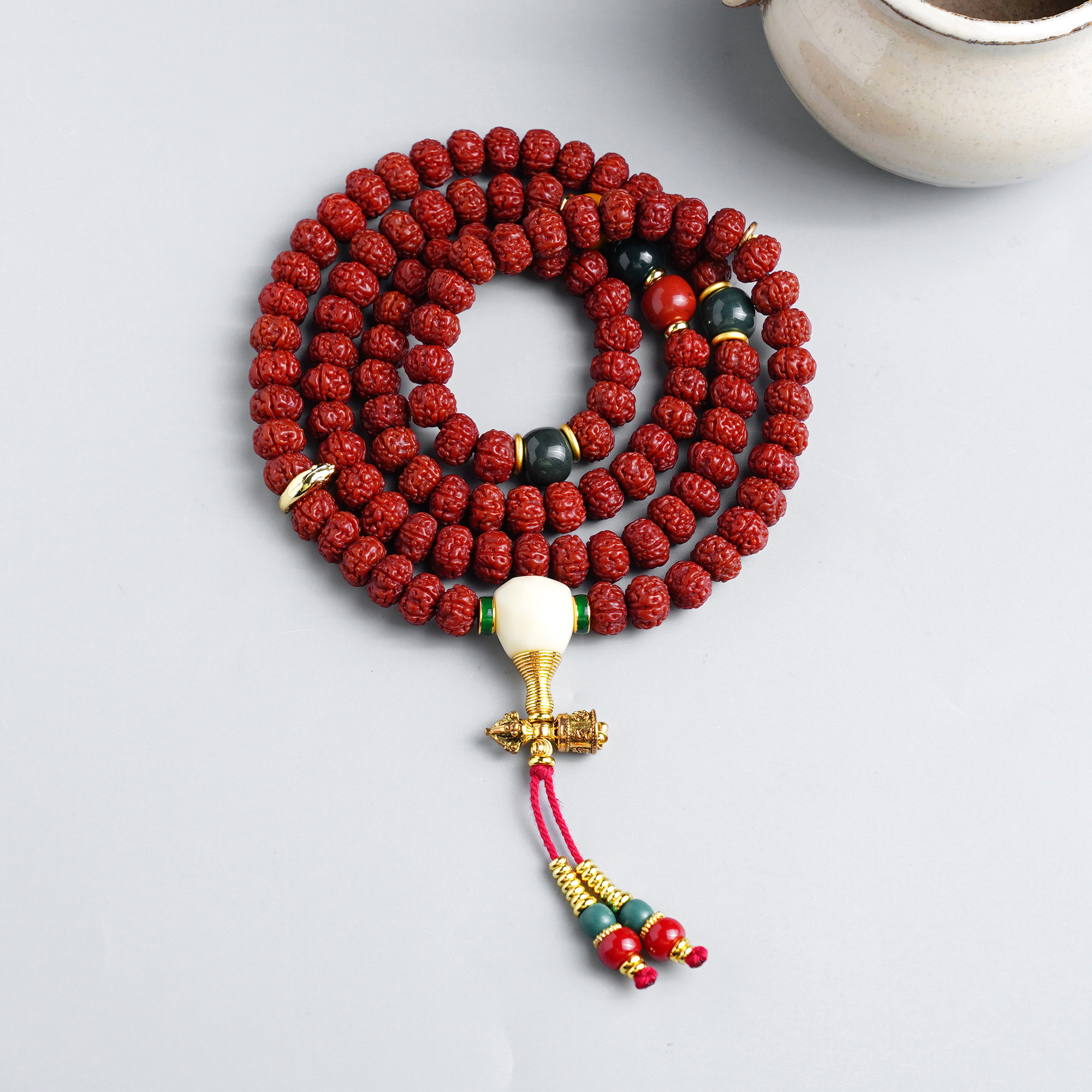 小金刚菩提子手串108颗机刷包浆玉化佛念珠手持文玩男女配饰项链