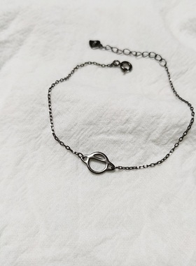 黑色首饰品925925纯银冷淡风