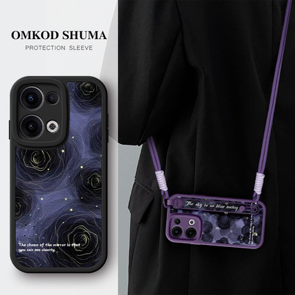 佳朗蝴蝶山茶花适用OPPOReno13手机壳新款Reno12腕带reno11支架pro斜挎reno可背10挂绳9女8防摔7保护套潮OPPO