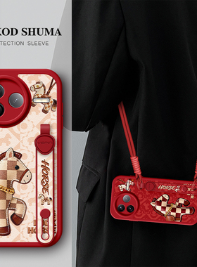 佳朗适用于红米K90手机壳K80新款K70腕带K60支架note15可背pro挂绳Turbo女生11防摔14保护套12轻奢格子马年13