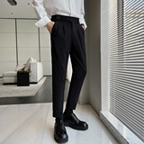 百搭纯色面料男士直筒修身挺刮立体裁剪西裤九分裤XK001/P85，男装西裤，电商A428