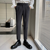 百搭纯色面料男士直筒修身挺刮立体裁剪西裤九分裤XK001/P85，男装西裤，电商A428