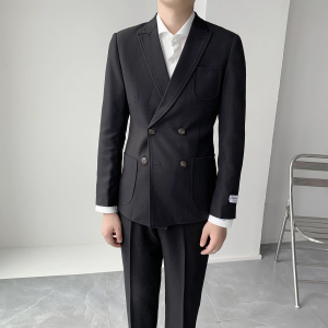 双排扣两件套 弹力面料西服套装型男气质 修身西服 XZ013/P230图片