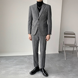 御寒挺括男士羊毛人字斜面料修身双扣西服套装XZ166/P310，男装西服套装，电商A428