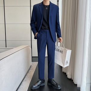 休闲顺滑男士双扣西服 经典暗格西装 西裤 两件套 LJT160/P230图片
