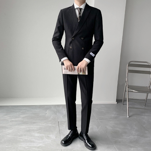 型男气质 双排扣两件套 弹力面料西服套装 修身西服 XZ013/P230图片