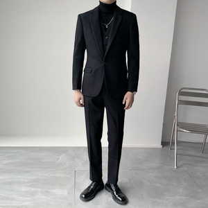 秋冬羊毛加厚西服套装 纯色修身男士西装套装 XZ314/P300图片