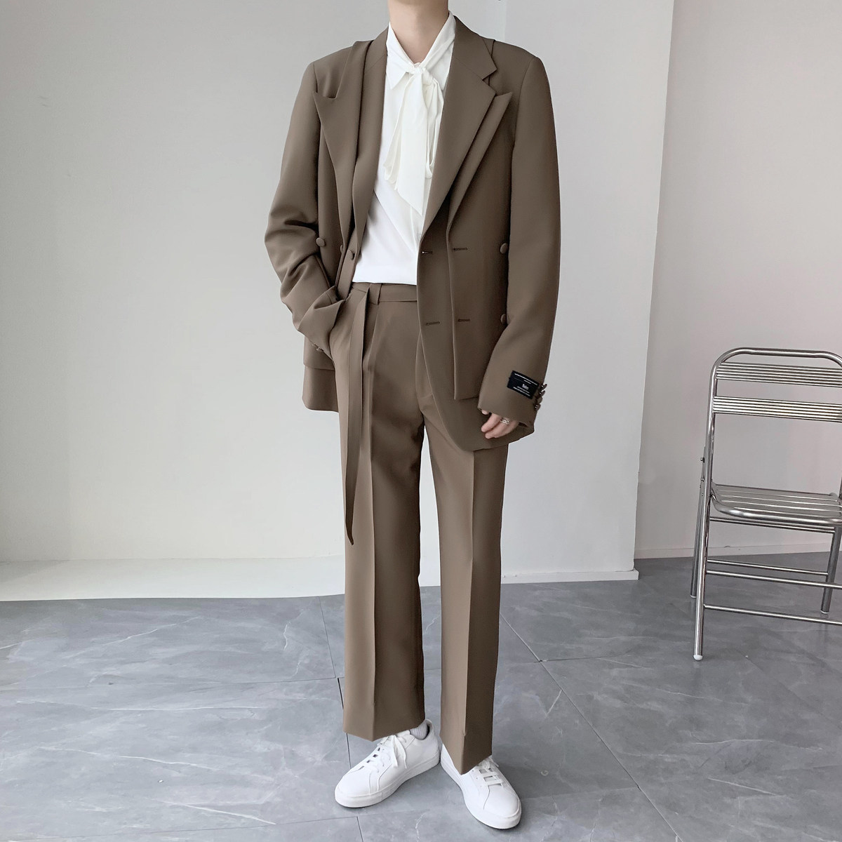 男生街头时尚双叠设计宽松西装时尚西服套装XZ831/P280，男装西服套装，电商A428