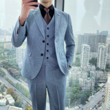 清爽简洁弹力面料修身百搭两扣西服套装工作服XZ143/P290，男装西服套装，电商A428