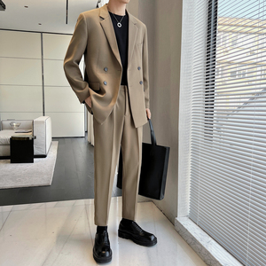 双排扣休闲西服 垂感面料西装二件套 宽松版 LJT603/P230图片