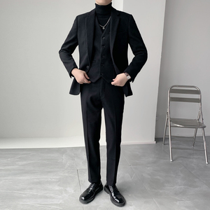秋冬羊毛加厚西服套装 纯色修身男士西装套装 XZ314/P300图片
