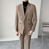型男气质双排扣两件套弹力面料西服套装修身西服XZ013/P230，男装西服套装，电商A428