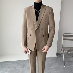 型男气质 双排扣两件套 弹力面料西服套装 修身西服 XZ013/P230图片