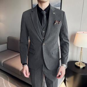 男士单扣西服套装 修身弹力面料西装 上班服 职业装SJT001/P270图片