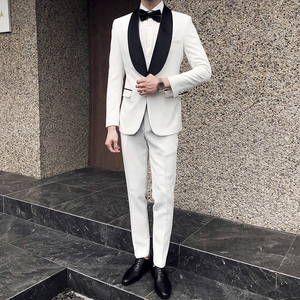 白色华丽晚礼服 西服西裤套装 主持人婚宴洋服 XZ424/P250图片