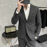 秋冬纯色羊毛厚款呢料加厚款修身西装单扣加厚西服套装2328/P270，男装西服套装，电商A428