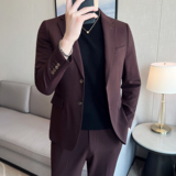 男士双扣西服套装羊毛弹力面料西服新郎西服套装LJT032/P280，男装西服套装，电商A428