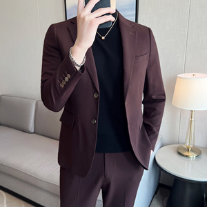 男士双扣西服套装  羊毛弹力面料西服  新郎西服套装 LJT032/P280图片