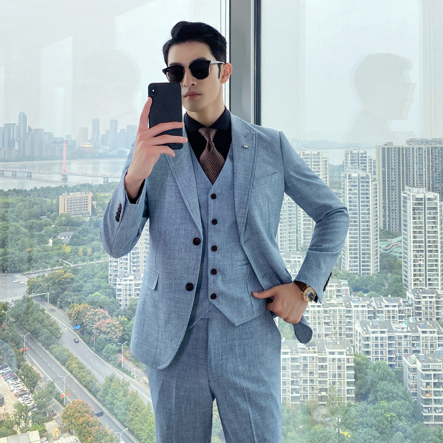 清爽简洁弹力面料修身百搭 两扣西服套装 工作服  XZ143/P290图片