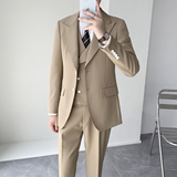 绅士挺括顺滑修身男士双扣西服经典卡其西装套装XZ819/P310，男装西服套装，电商A428