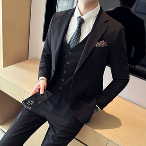 男士单扣西服套装 羊毛弹力面料西服  新郎西服套装 SJT031/P360图片