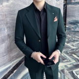 男士双扣西服套装两色弹力面料西服新郎西服套装2320/P240，男装西服套装，电商A428