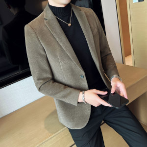 加厚面料男士修身单扣休闲 御寒西装  超重单西装DXZ912/P190图片