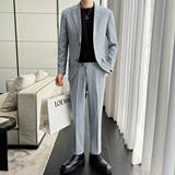 清爽简洁弹力面料修身百搭两扣西服套装工作服LJT143/P230，男装西服套装，电商A428