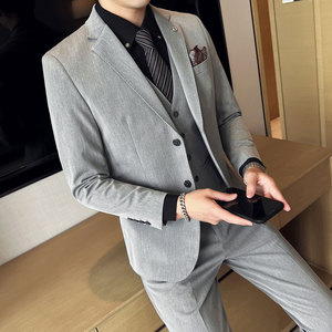 英伦修身弹力面料男士结婚套装 双扣西服   职业装 SJT006/P270图片