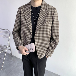 街头时尚 男士复古格子 设计感 休闲夹克 XZ845/P145图片