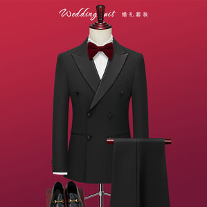 婚宴高端礼服双排扣西服套装 枪驳领套装 司仪西服 GD013/P280图片