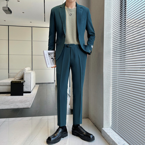 男士百搭多色 时尚干净单扣修身西装 二件套西服 LJT605/P230图片