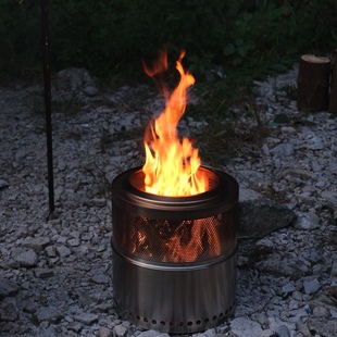 BzSQ二次燃烧304不锈钢柴火炉户外露营取暖炉篝火桶分体式焚火台