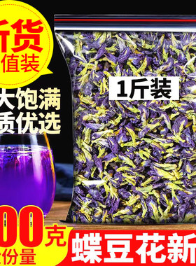 蝶豆花干花蓝蝴蝶搭斑斓粉