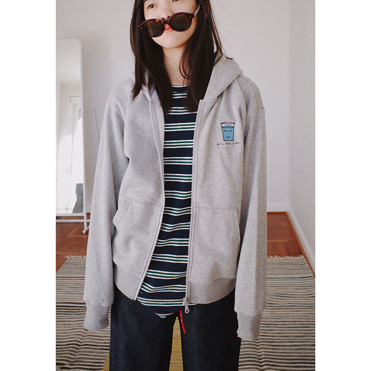 拉链刺绣连帽加绒拉绒超软卫衣