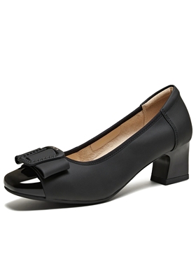 他她百搭浅口羊皮黑色粗中跟女鞋子2026春季新款百搭单鞋URH04AQ6