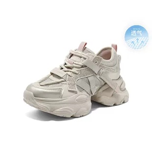 女鞋 D5D1 2025夏季 运动鞋 D5D2DBM5 款 百丽厚底网面透气水钻老爹鞋