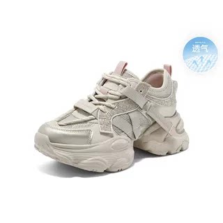 百丽厚底网面透气水钻老爹鞋女鞋